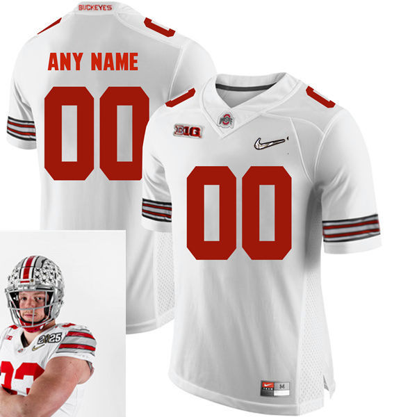 Men's Custom Ohio State Buckeyes Stitched College Football 2025 White HERITAGE STRIPES Jersey  S-3XL