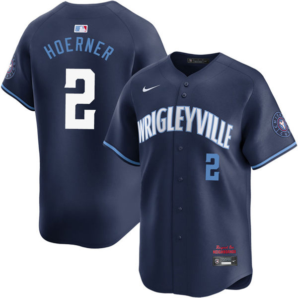 Mens Chicago Cubs #2 Nico Hoerner Navy City Connect Limited Jersey