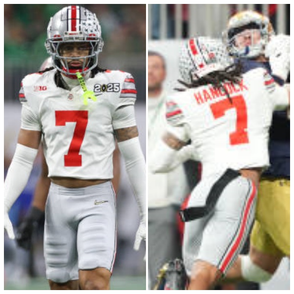 Mens Ohio State Buckeyes #7 Jordan Hancock White Diamonds Playoff Game Jersey