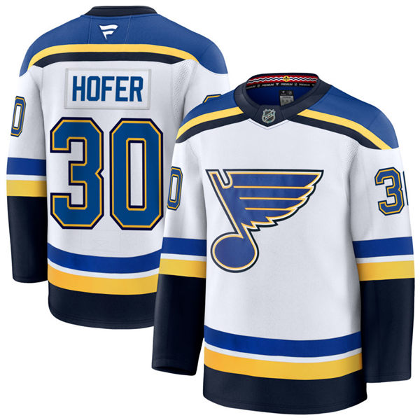 Mens St. Louis Blues #30 Joel Hofer Fanatics White Away Player Jersey