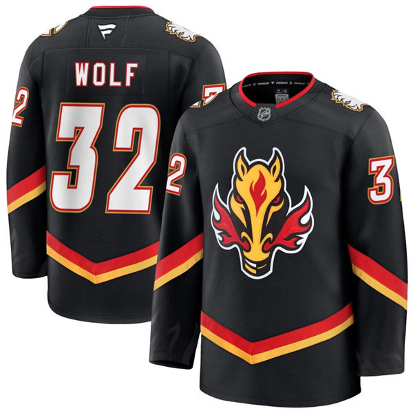 Men's Calgary Flames #32 Dustin Wolf Fanatics Black Alternate Premium Jersey