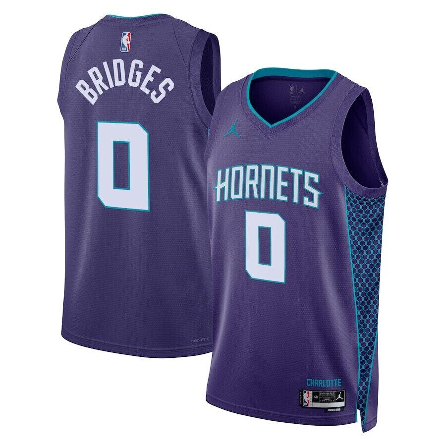 Men's Charlotte Hornets #0 Miles Bridges Purple Statement Edition Swingman Jersey