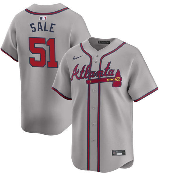 Womens Atlanta Braves #51 Chris Sale Nike Gray Away Limited Jersey