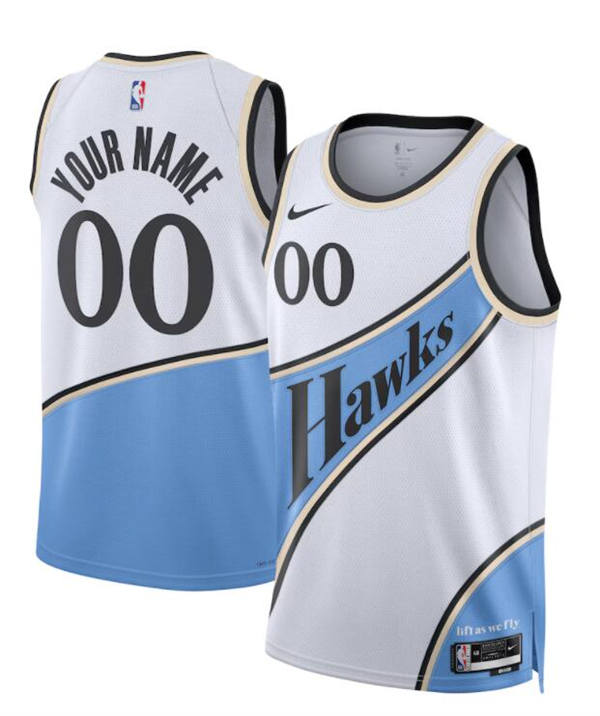 Atlanta Hawks Custom White Blue 2024-25 City Edition Swingman Jersey
