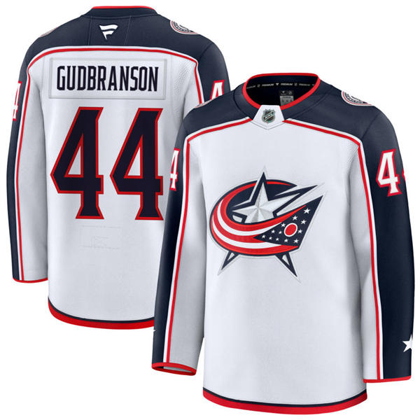 Mens Columbus Blue Jackets #44 Erik Gudbranson Fanatics White Away Player Jersey