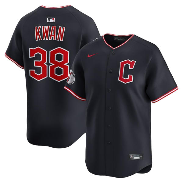 Mens Cleveland Guardians #38 Steven Kwan Nike 2025 Navy Alternate Limited Player Jersey
