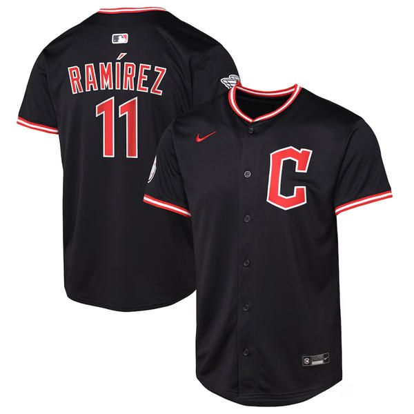 Youth Cleveland Guardians #11 Jose Ramirez Nike 2025 Navy Alternate Limited Player Jersey