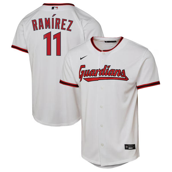 Youth Cleveland Guardians #11 Jose Ramirez Nike 2025 White Home Limited Player Jersey