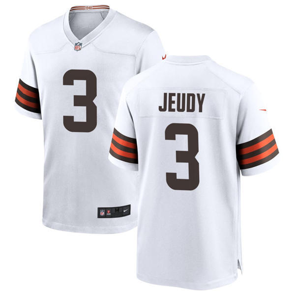 Youth Cleveland Browns #3 Jerry Jeudy Nike White Away Vapor Limited Jersey
