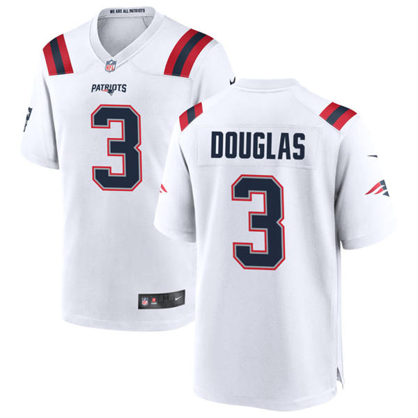 Youth New England Patriots #3 Demario Douglas Nike White Limited Jersey