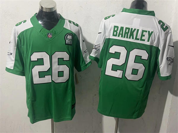 Youth Philadelphia Eagles #26 Saquon Barkley Green White Gratitude Limited Jersey
