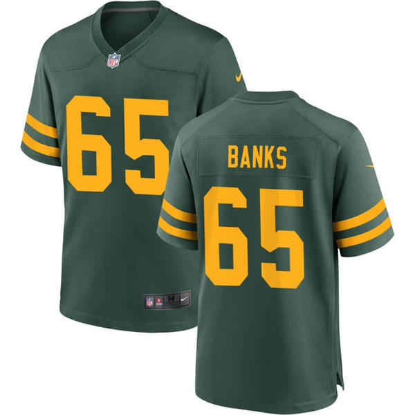 Youth Green Bay Packers #65 Aaron Banks  Nike Green Alternate Retro 1950s Throwback Limited Jersey