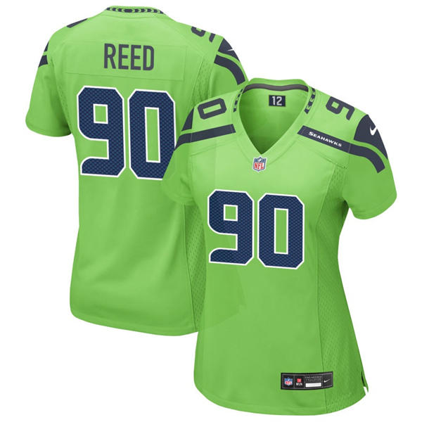 Women's Seattle Seahawks #90 Jarran Reed Nike Neon Green Limited Jersey