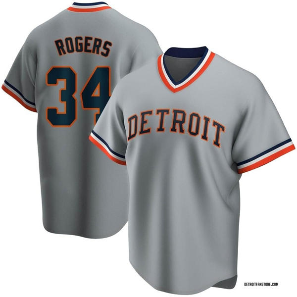 Men's Detroit Tigers #34 Jake Rogers Nike Gray Pullover Cooperstown Collection Jersey