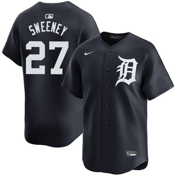 Men's Detroit Tigers #27 Trey Sweeney Nike Navy White Alternate Limited Player Jersey