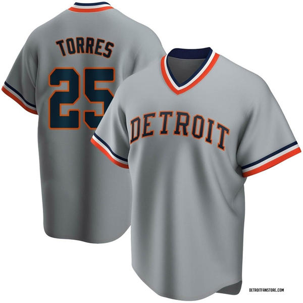 Men's Detroit Tigers #25 Gleyber Torres Nike Gray Pullover Cooperstown Collection Jersey