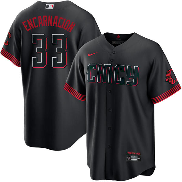 Men's Cincinnati Reds #33 Christian Encarnacion-Strand Nike Black City Connect Limited Jersey