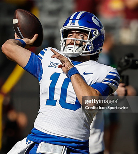 BYU Cougars #10 Treyson Bourguet White Royal College Football Game Jersey