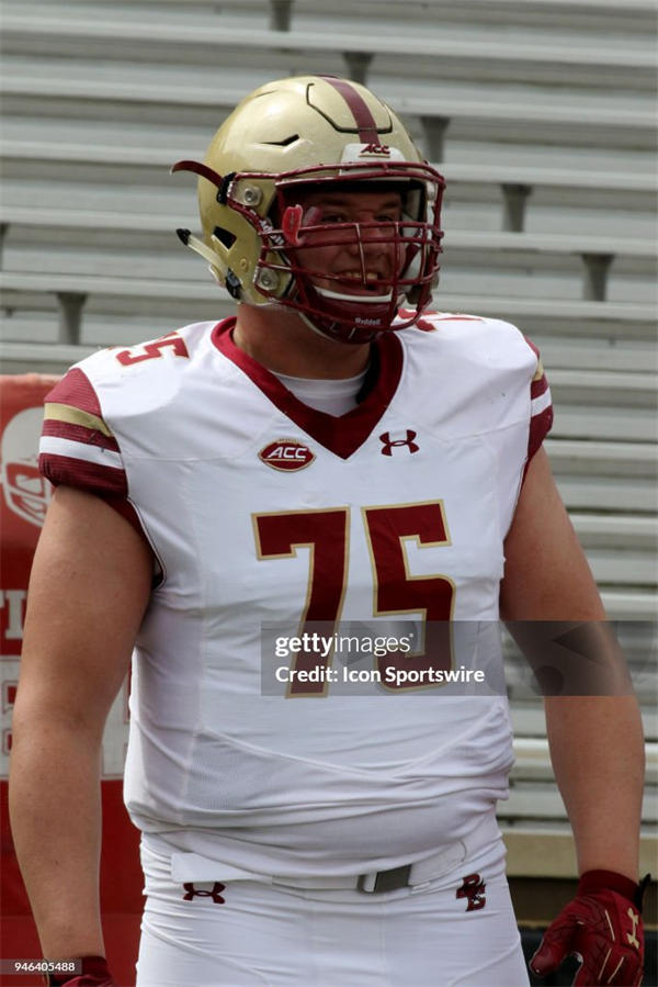 Mens Youth Boston College Eagles #75 Chris Lindstrom 2018 White College Football Game Jersey
