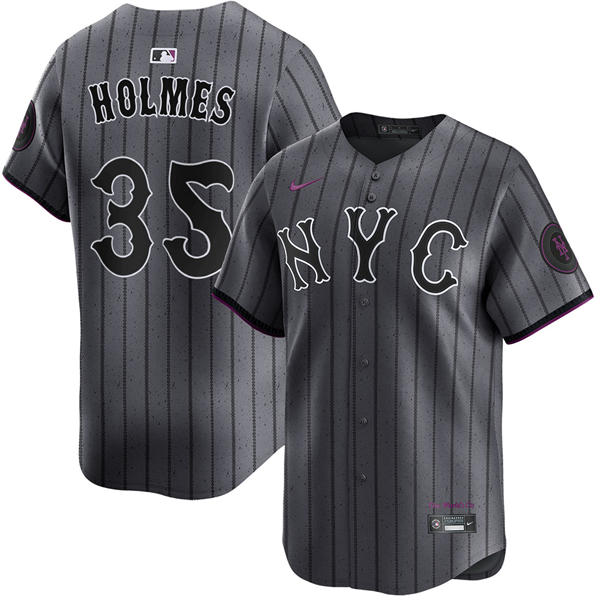 Mens New York Mets #35 Clay Holmes Nike Graphite City Connect Limited Jersey