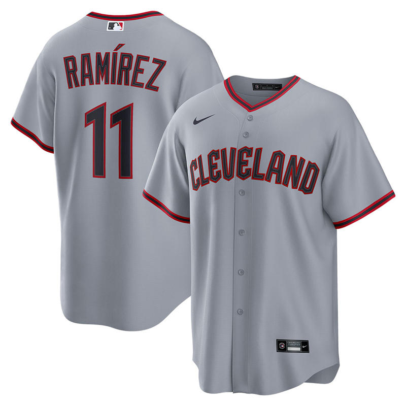 Womens Cleveland Guardians #11 Jose Ramirez Nike 2025 Gray Road Limited Player Jersey