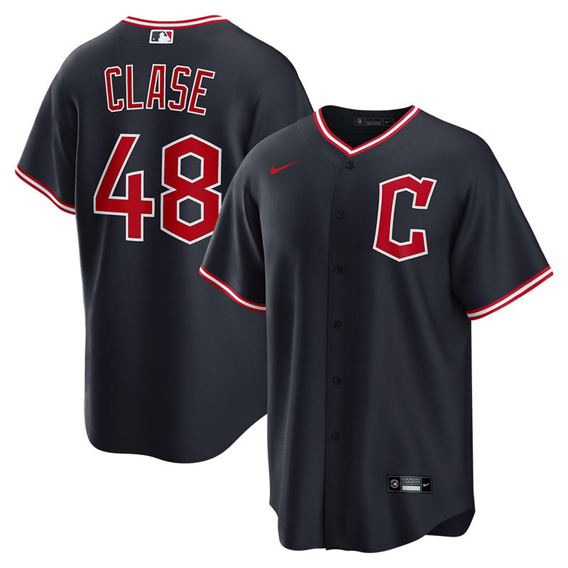 Youth Cleveland Guardians #48 Emmanuel Clase Nike 2025 Navy Alternate Limited Player Jersey