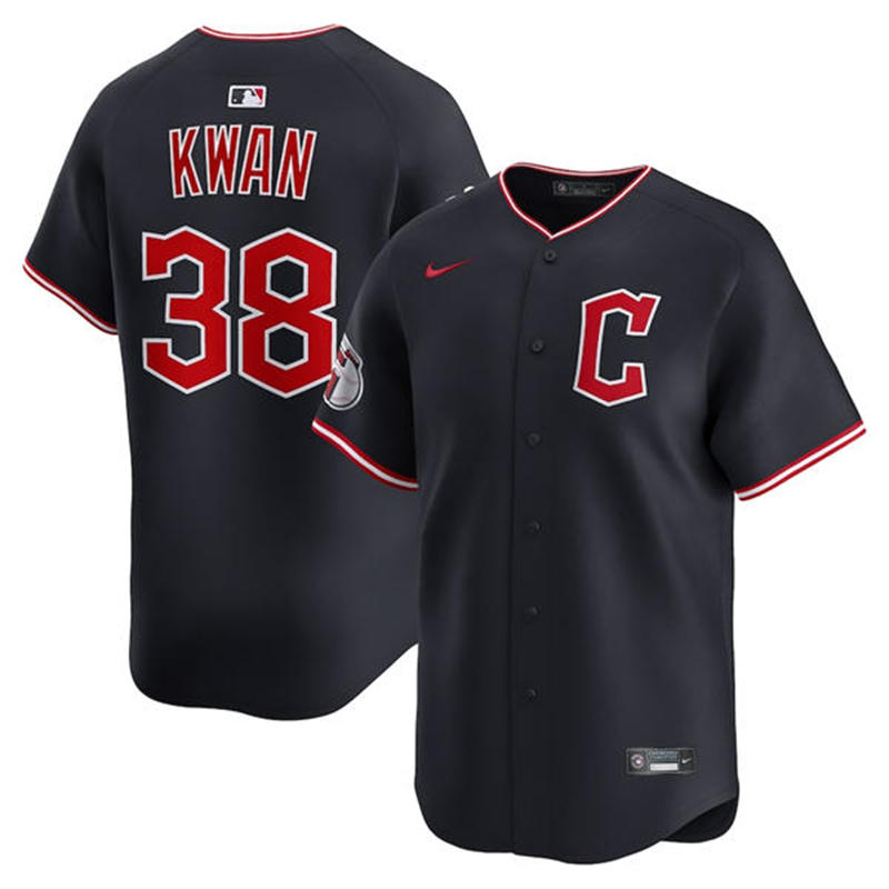 Youth Cleveland Guardians #38 Steven Kwan Nike 2025 Navy Alternate Limited Player Jersey