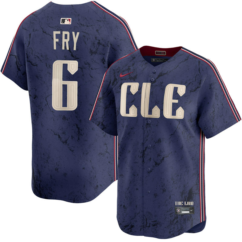 Youth Cleveland Guardians #6 David Fry Nike Navy City Connect Limited Player Jersey