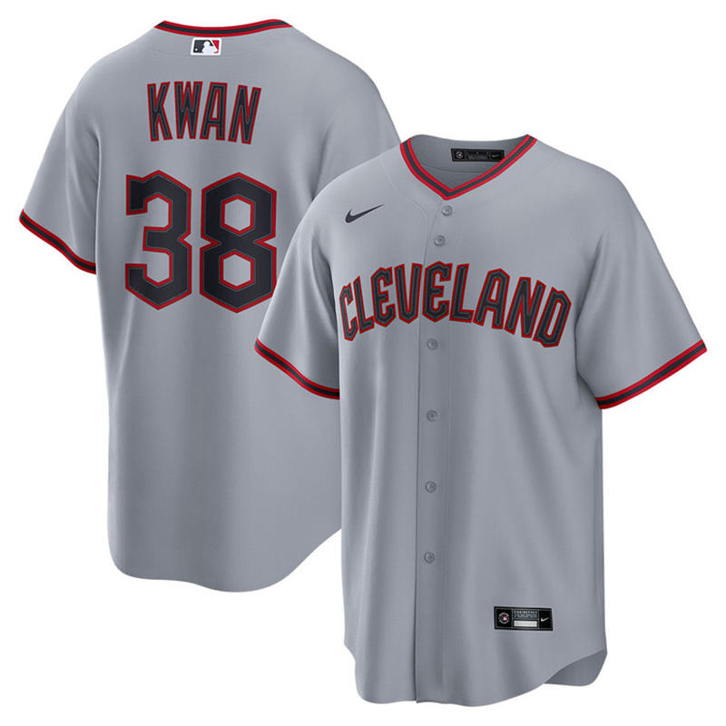 Youth Cleveland Guardians #38 Steven Kwan Nike 2025 Gray Road Limited Player Jersey