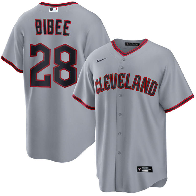 Youth Cleveland Guardians #28 Tanner Bibee Nike 2025 Gray Road Limited Player Jersey