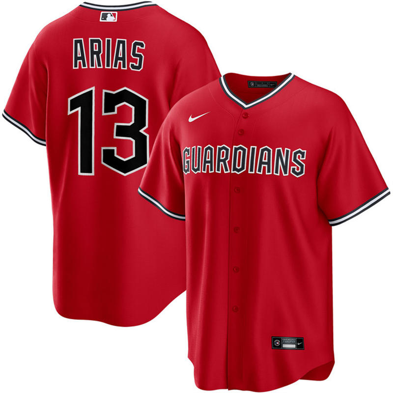 Mens Cleveland Guardians #13 Gabriel Arias Nike 2025 Red Alternate Limited Player Jersey