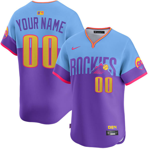 Mens Youth Womens Colorado Rockies Custom Nike 2025 City Connect 2.0 Limited Jersey Purple Light Blue