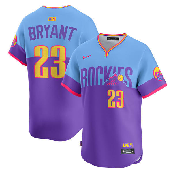 Womens Colorado Rockies #23 Kris Bryant  Nike 2025 City Connect 2.0 Limited Jersey Purple Light Blue