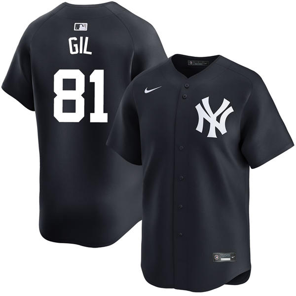 Mens New York Yankees #81 Luis Gil Nike Navy Alternate With Name Limited Jersey