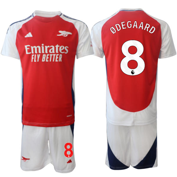 Mens Arsenal FC #8 Martin °aard 2025 Red Home Soccer Jersey kit