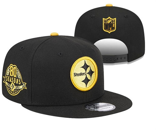 NFL Pittsburgh Steelers black 80TH Anniversary Snapback Hat YD2503211 (20)