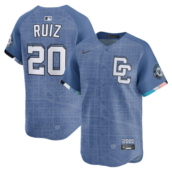 Men's Washington Nationals #20 Keibert Ruiz Nike Blue 2025 City Connect 2.0 Limited Jersey