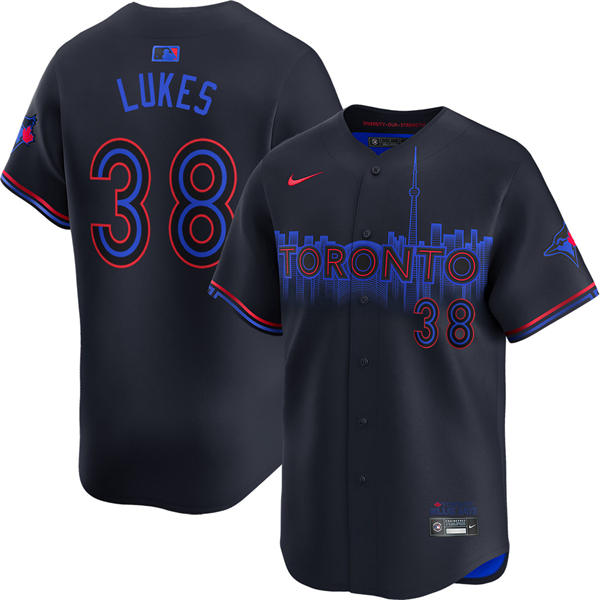 Mens Toronto Blue Jays #38 Nathan Lukes Nike Black City Connect Limited Player Jersey