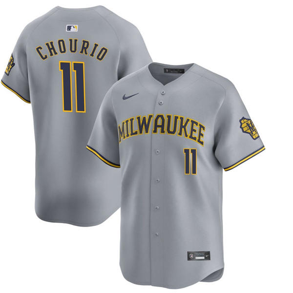 Youth Milwaukee Brewers #11 Jackson Chourio Nike Gray Road Limited Jersey
