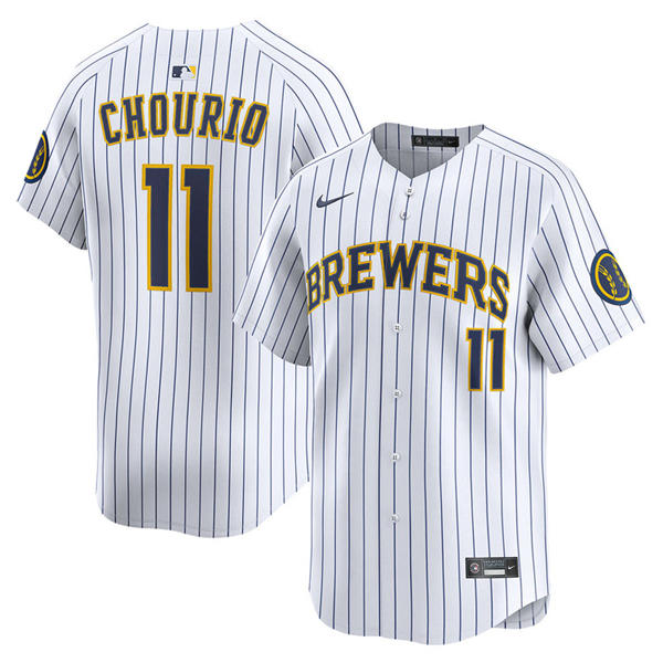 Youth Milwaukee Brewers #11 Jackson Chourio Nike White Pinstripe Alternate Limited Jersey