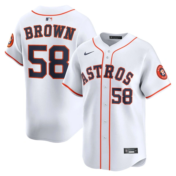 Youth Houston Astros #58 Hunter Brown Nike Home White Limited Player Jersey