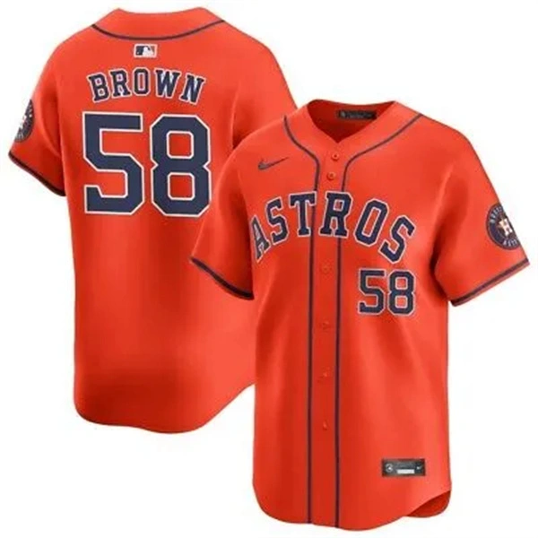 YouthHouston Astros #58 Hunter Brown Nike Orange Alternate Limited Player Jersey