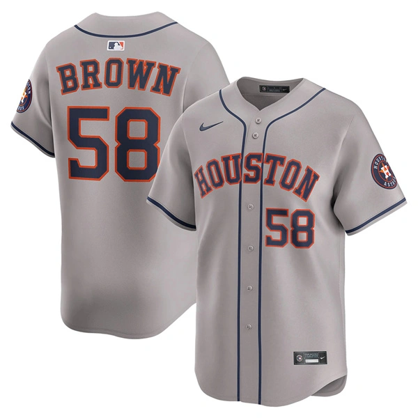 Youth Houston Astros #58 Hunter Brown Nike Road Gray Limited Jersey