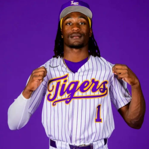 Mens Youth LSU Tigers #1 Chris Stanfield Nike 2025 White Pinstripe College Baseball Game Jersey