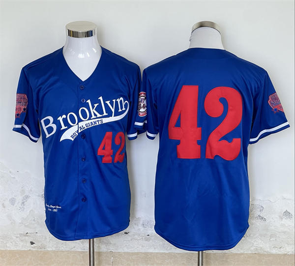 Mens Brooklyn Royal Giants #42 Jackie Robinson Royal 1904-1937 Collection Throwback Jersey 