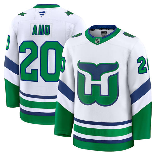 Men's Carolina Hurricanes #20 Sebastian Aho White Fanatics Throwback Jersey