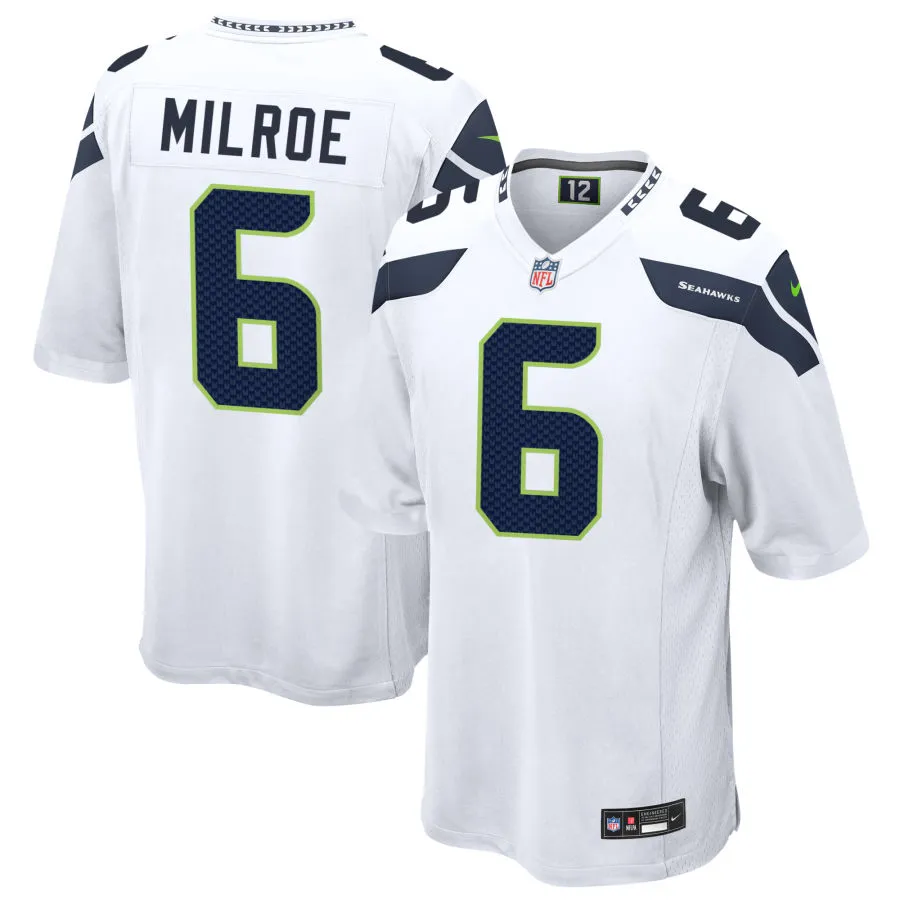 Youth Seattle Seahawks #6 Jalen Milroe Nike White Limited Jersey