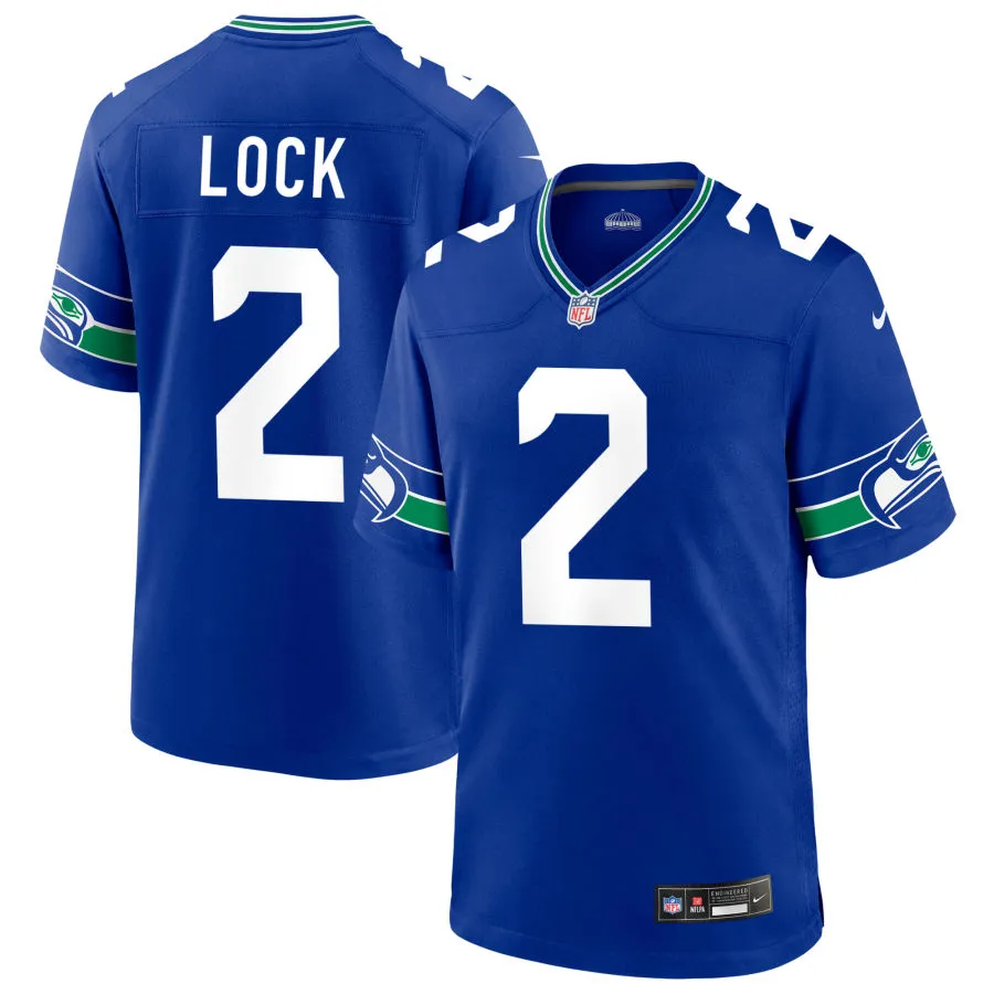 Youth Seattle Seahawks #2 Drew Lock Nike Royal Throwback Limited Jersey
