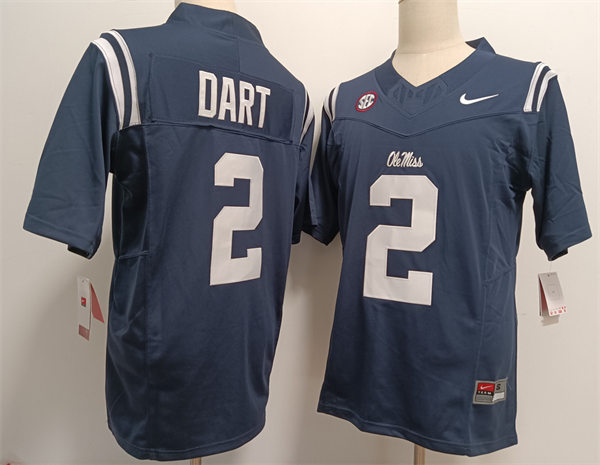 Mens Ole Miss Rebels #2 Jaxson Dart Navy F.U.S.E. Limited Football Game Jersey