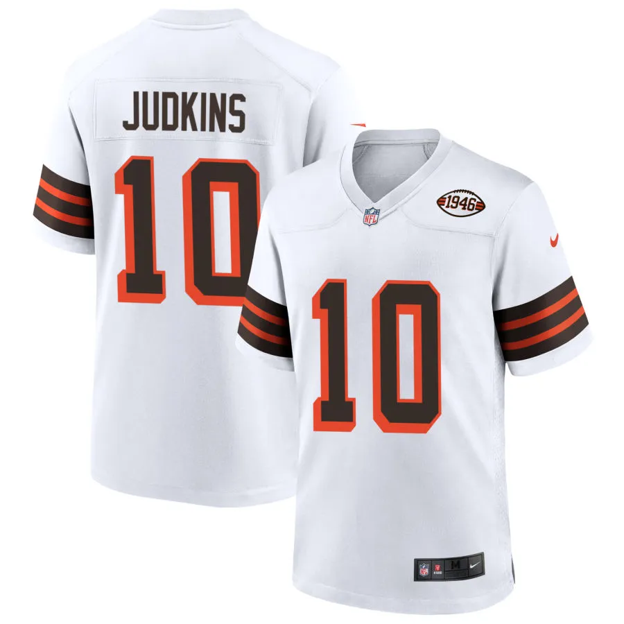 Youth Cleveland Browns #10 Quinshon Judkins Nike White 1946 Collection 75th Anniversary Limited Jersey